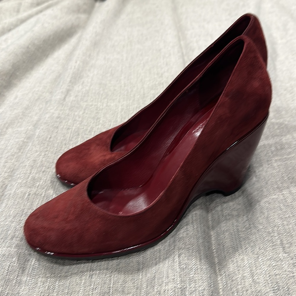 Cole Haan Nike Air Wedges Burgundy Suede-Size 8.5